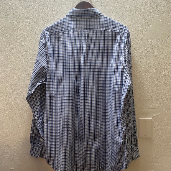 Ralph Lauren Men's XL Performance Blue and White Checkered Long Sleeve Button Up - Picture 11 of 12